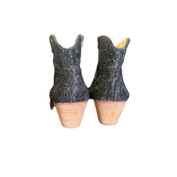 Betsey Johnson Black Ankle Booties with Glass Gems Size 7.5 - Picture 4 of 7